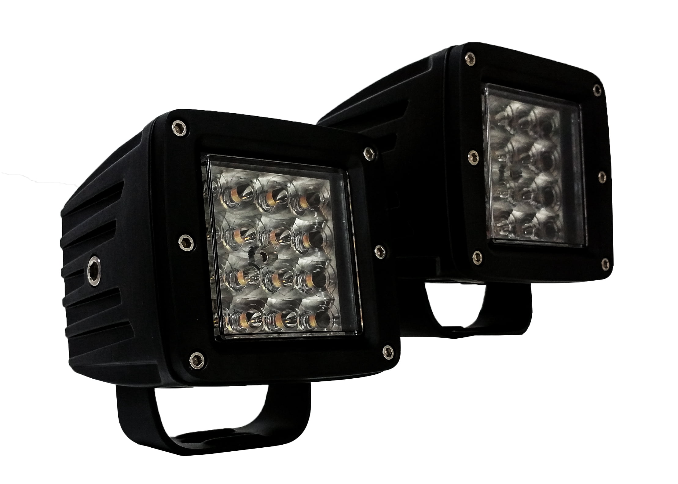 OZ-USA 3" White Amber LED Pod lights Dual Color Steady Flash Strobe Driving Fog Spot Emergency Light for Off-road Truck SUV ATV Motorcycle Boat Marine Heavy Equipment Vehicle. (1 Pair)