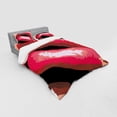 thumbnail image 2 of Ambesonne Retro Bedding Set 4 Pcs, Woman Red Lips Charming Mouth, Queen, Coral and Tan, 2 of 2