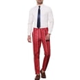 thumbnail image 2 of INSPIRE CHIC Men's Striped Slim Fit Contrast Color Drawstring Dress Pants 28 Red, 2 of 6