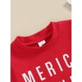 thumbnail image 6 of Elippeo Baby Boys Shorts Se 6 12 18  24 Months 3 Years Short Sleeve Letters Print T-shirt with Elastic Waist Shorts Summer Outfit for 4th of July, 6 of 10