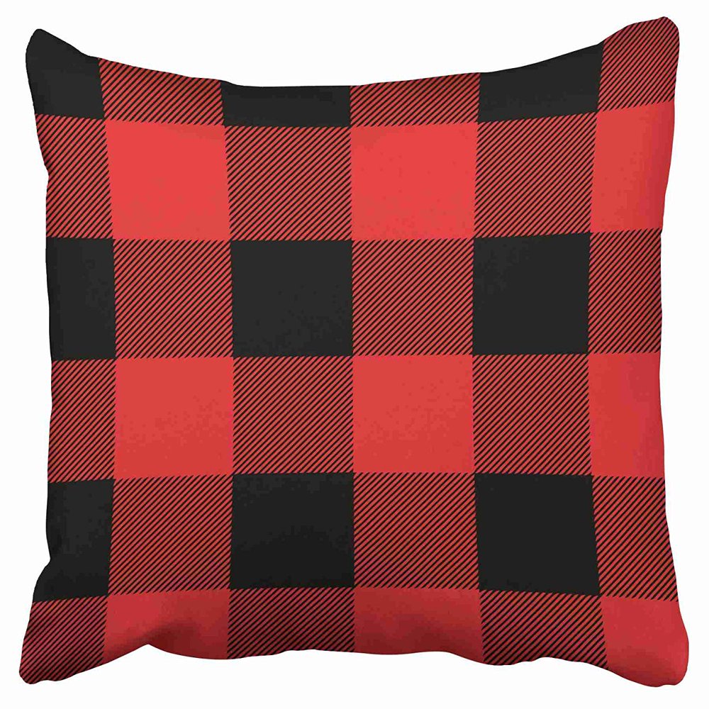 ECCOT Vintage Retro Rustic Red and Black Buffalo Check Plaid Pillow