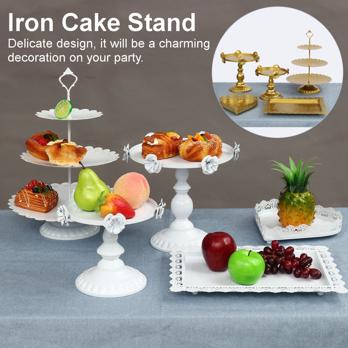 Cake & Tiered Stands,Bestller Set of 5 Metal Cake Stand Cupcake Stand ...