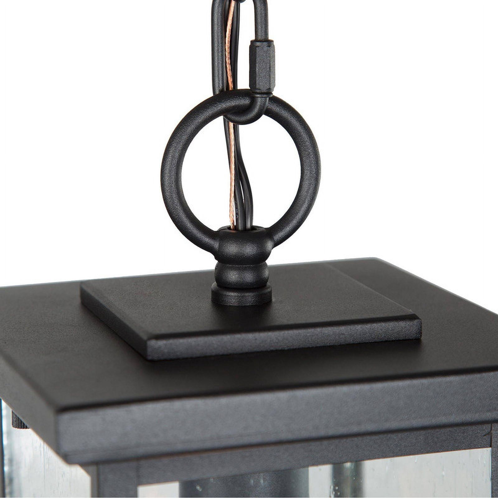 LNC 1-Light Matte Black and Seeded Glass Modern/Contemporary Seeded Glass Square LED Mini /Outdoor Pendant Light