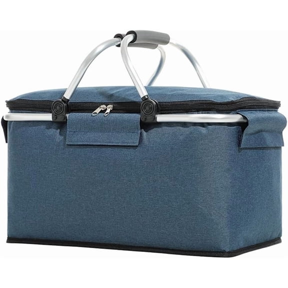Collapsible Insulated Picnic Basket – Large Cooler Bag with Durable Construction, Foldable Design for Travel, Beach, Camping & Outdoor Adventures