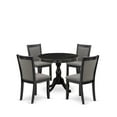 thumbnail image 2 of East West Furniture 5-Piece Dining Room Table Set Contains a Modern Dining Room Table and 4 Baby Blue Linen Fabric Dining Chairs - Wire Brushed Black Finish, 2 of 7
