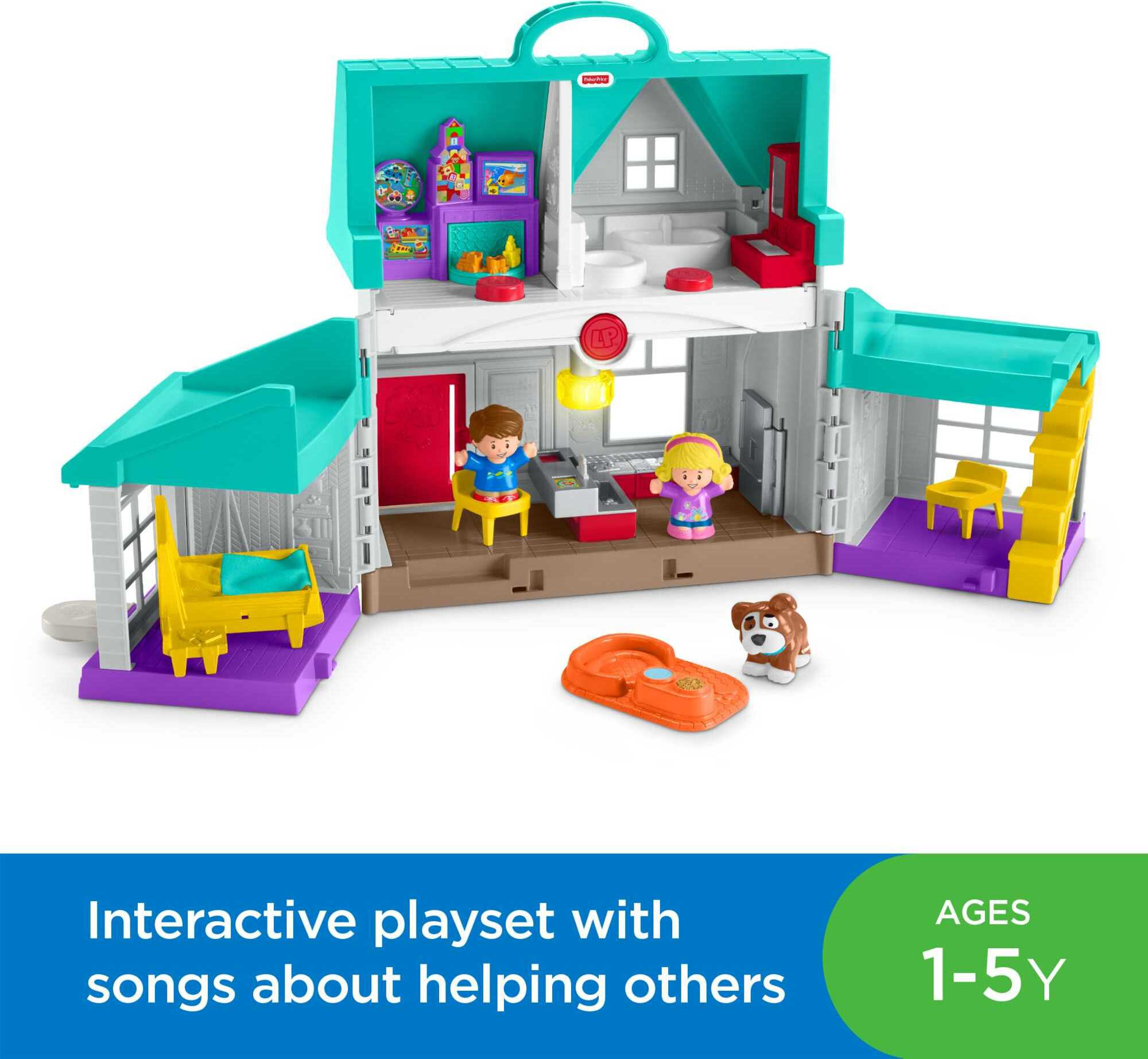 Fisher-Price Little People Big Helpers Interactive Home Playset with Emma and Jack, Blue - image 3 of 8