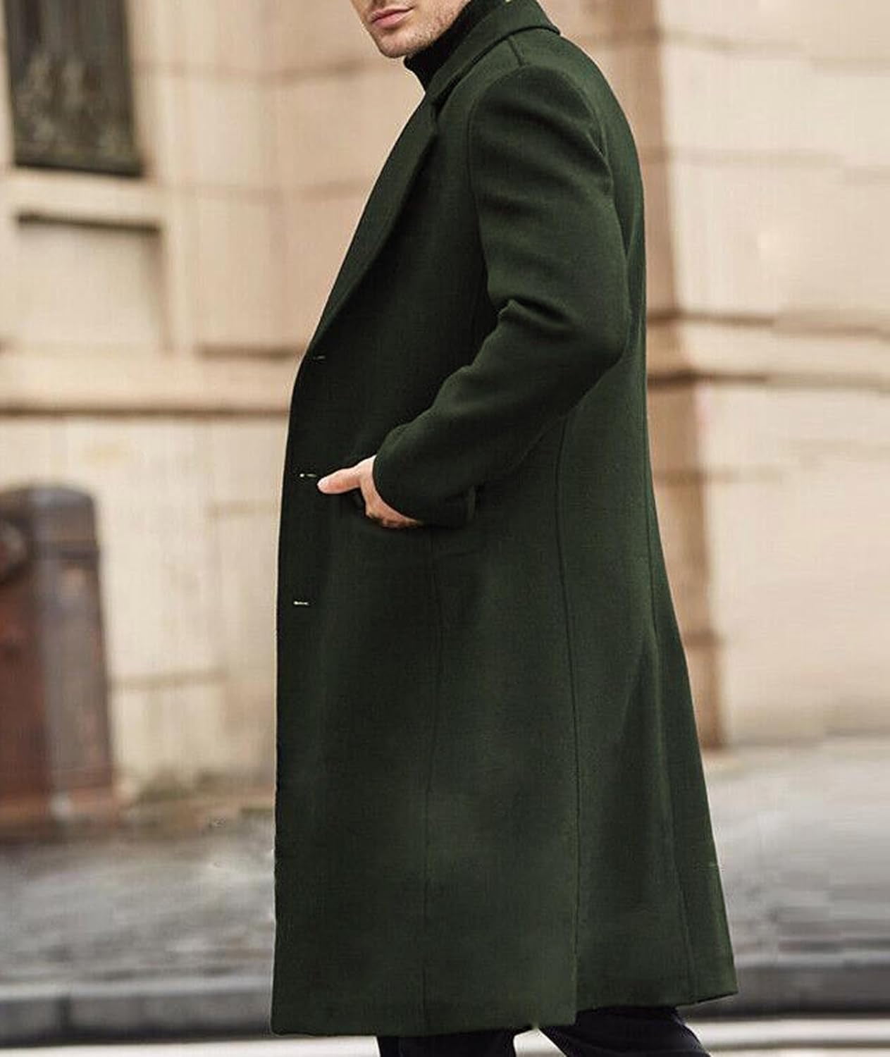 XiaoBanDeng Men's Casual Trench Coat Slim Fit Notched Collar