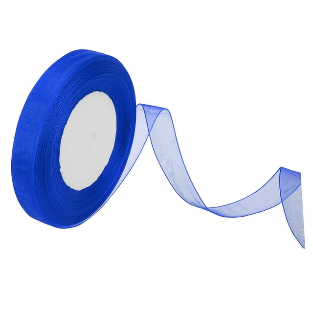 Unique Bargains 0.6 Inch x 50 Yard Organza Ribbon, Gift Wrapping Ribbon for Bouquet Cake Invitations Card Decoration, Dark Blue