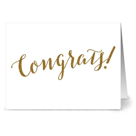 - 24 Note Cards - Glitzy Congrats - Blank Cards - Kraft Envelopes Included