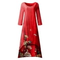 thumbnail image 4 of Robe Maxi d'Été pour Femmes à Manches Mi-Longues, Col, Décontractée, Ample, Longue, de Plage, à Boutons, Grande Taille, Robe Bohème, Robe Soleil, Froncée, Fluide, Longue pour Femmes, 4 of 5