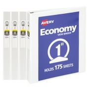 Avery Economy ViewBinders, 1 inch Rings, 4 Binders (46042)