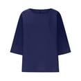 thumbnail image 4 of ZyeKqe Plus Size Tops for Women 3/4 Length Sleeve Top Crewneck Casual Loose Fitted Tees Top Blouses, 4 of 4