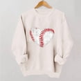 thumbnail image 2 of Afelkas Women's Baseball Sweatshirt Distressed Heart Graphic Pullover Crewneck Sports Mom Top Casual Game Day Fan Gear Beige,XL, 2 of 5