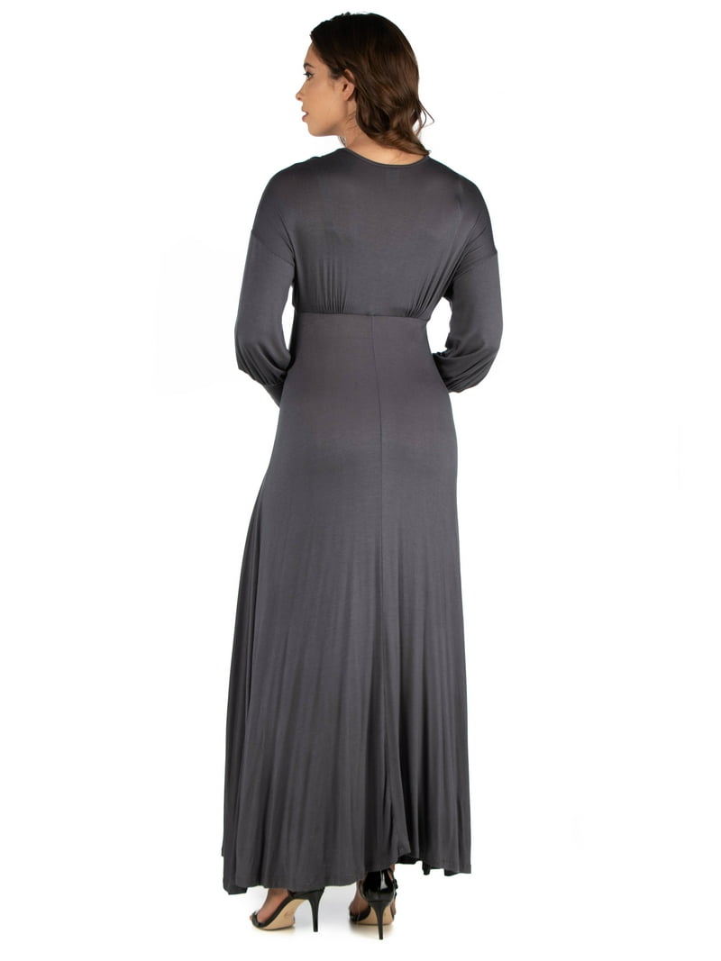knee length dresses for ladies Pink Mesh Tiered Long Sleeve Maternity Maxi Dress