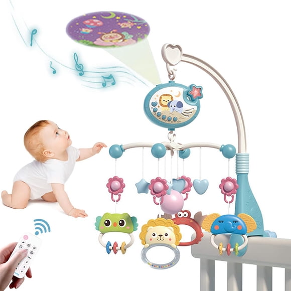 Móvil Musical para Cuna de Bebé con Proyección y Mando a Distancia, Giratoria 360° para Recién Nacid