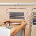 thumbnail image 4 of Qholemyo Trouser Rack 5 Tier Hanger Closet Hanging Pants Special Hanger Home Pants Clip Pants Multi Layer Multifunctional Pants Hanging Storage Clothes Hangers Coat Hanger Closet Hanger, 4 of 6