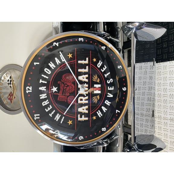 Vintage style FARMALL Gas and OIL Round Clock (12" INCH) NEW with GLASS FACE