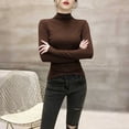 thumbnail image 7 of ClodeEU Womens Turtleneck Long Sleeve Shirts,Ribbed Slim Fit Basic Lightweight Thermal Underwear Tops Coffee,Womens Plus L, 7 of 7