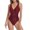 Wine, variant on Busydd Swim Suits for Women Solid Color One-Piece Swimsuits Deep V Neck Tummy Control Monokini Swimsuits for Women Pleated Bathing Suits