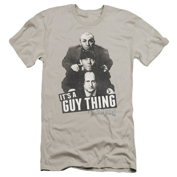 Three Stooges Guy Thing Premium Canvas Adult Slim Fit 30/1 T-Shirt Silver