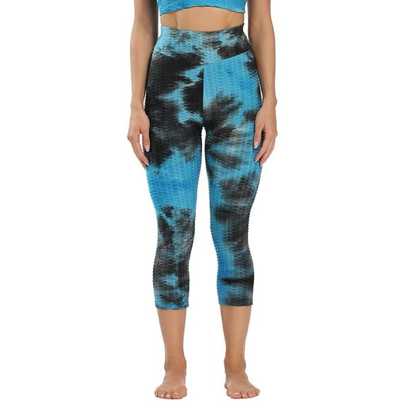 Womens Yoga Pants High Waisted Tie Dye Fitness Yoga Pants Butt Lift Leggings Cropped Sports Yoga Pants Workout Gym Pants