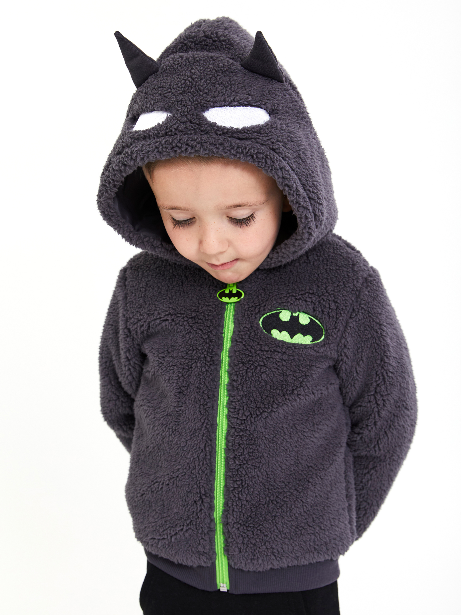 Batman Toddler Cosplay Faux Sherpa Hoodie, Sizes 12M-5T - image 5 of 6