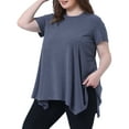 thumbnail image 4 of Agnes Orinda Women's Plus Size Tunic Tops  Summer Crew Neck Flowy Swing Loose Short Sleeve Knit T Shirt Tops Blouse Casual 2X Royal Blue, 4 of 6