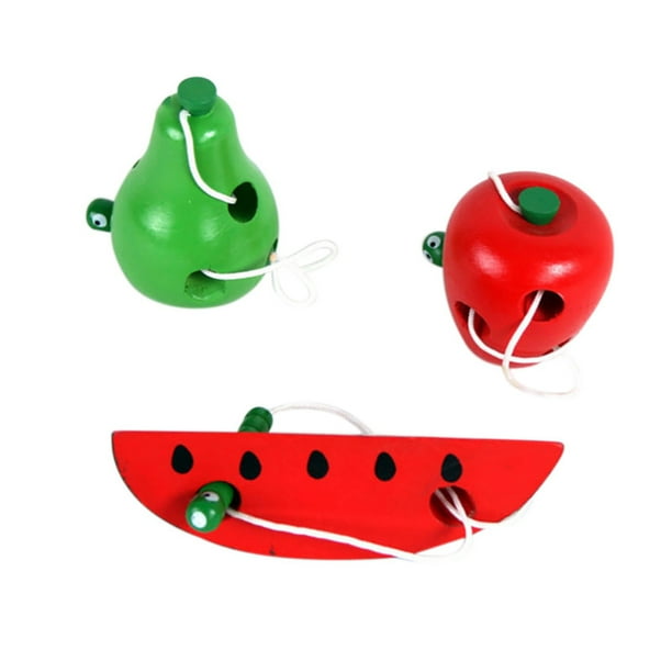 Lubelski Kids Educational Toy Wooden Worm Eat Apples Pear Watermelon