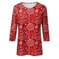 thumbnail image 4 of GA WEIHUA Reduced,Women's Casual 3/4 Sleeve T-Shirts Round Neck Cute Tunic Tops Graphic Basic Tees Blouses Loose Fit Pullover(Red,XX-Large), 4 of 5