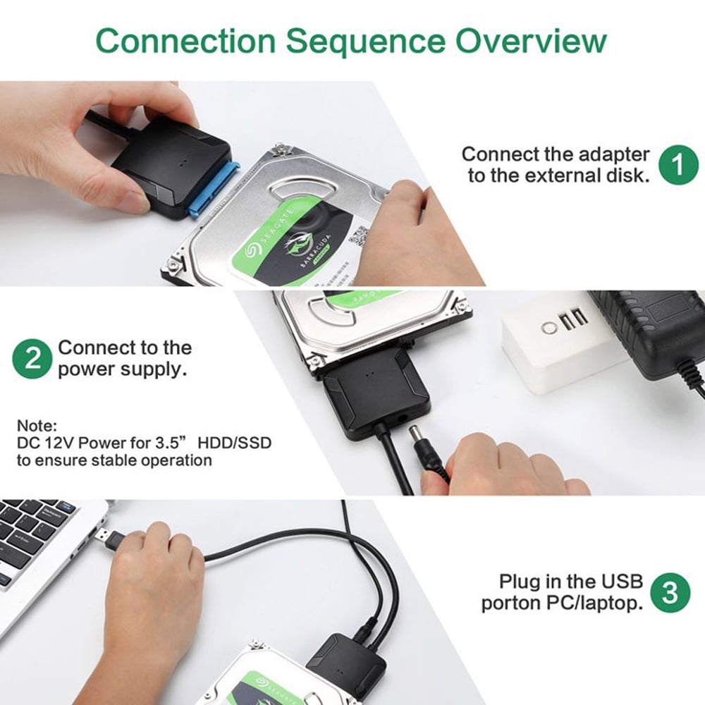 2.5/3.5 inch HDD SSD SATA HDD to USB 3.0 connector Converter Cable Adapter with 12V Power Driver