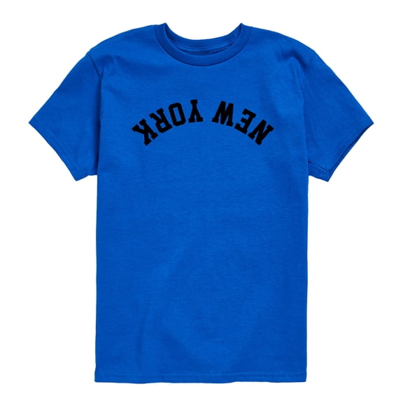 Instant Message - New York Black Upside Down - Youth Boys Short Sleeve Graphic T-Shirt