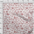 thumbnail image 3 of oneOone Georgette Viscose Rust Brown Fabric Asian Floral Block Sewing Material Print Fabric By The Yard 42 Inch Wide, 3 of 4