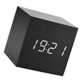 2024 6x6x6cm Wooden Electronic Digital Alarm Desk Clock Temperature LED