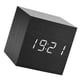 thumbnail image 3 of 6x6x6cm Despertador digital electrónico de madera Reloj de escritorio Pantalla LED de temperatura Control de voz Negro, 3 of 5