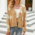 thumbnail image 2 of jsaierl Cardigan Sweaters for Women Long Sleeve Daisy Printed Button Sweater Open Front Crochet Fall Sweaters for Women Cardigan Sweater Coat Top Outwear for Women, 2 of 7