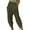 Army Green, variant on MIUOWANP Women's Cotton And Linen Pants with Pockets Solid Color Elastic Waisted Split Cuffed Wide Leg Trousers Size L(8)Navy
