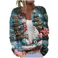 thumbnail image 2 of Cutuoiiu Christmas Open Front Cardigan for Women Cute Print Long Sleeve Button Coat Gifts, 2 of 5