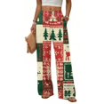thumbnail image 2 of Lumtrix Wide Leg Pants for Women Xmas Christmas Graphic Elastic Waist Straight Leg Pants Christmas Eve Party Trouser with Pockets Green M, 2 of 7