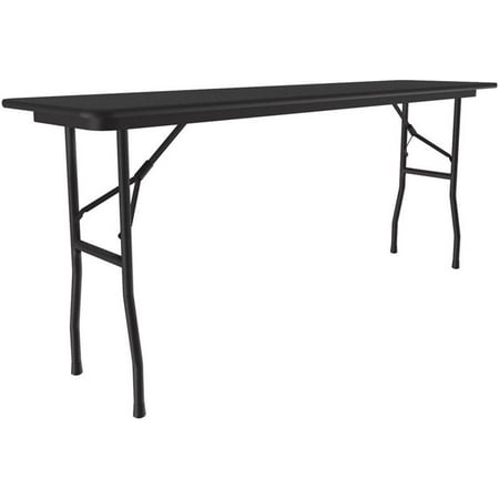 UrbanPro 18"W x 72"D Melamine Top Folding Table in Black Granite