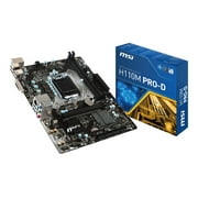 MSI H110M PRO-D Desktop Motherboard - Intel H110 Chipset - Socket H4 LGA-1151 - Micro ATX - 1 x Processor Support - 32 GB DDR4 SDRAM Maximum RAM - 2.13 GHz Memory Speed Supported - DIMM, UDIMM - 2 x M
