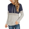 thumbnail image 1 of Women's Color Block Hoodies Fall Long Sleeve Sweatshirt Casual Drawstring Pullover Tops Striped Tunic Shirts, 1 of 5