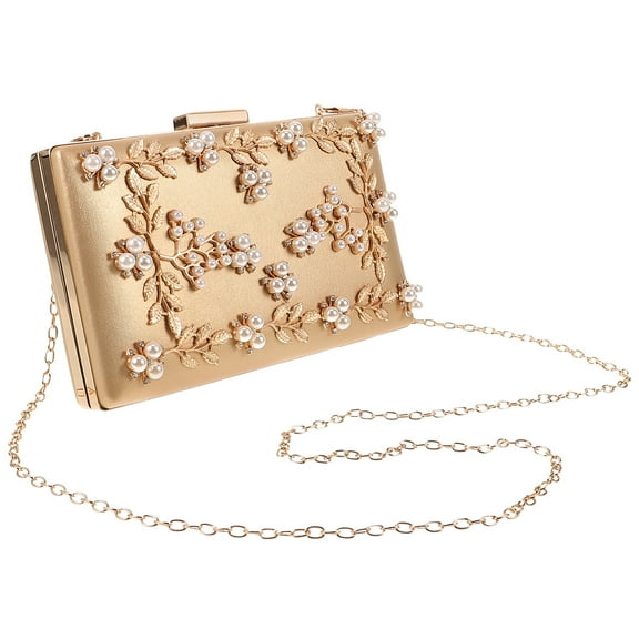 1pc Flower Evening Bag Handbag Wedding Party Handbag Clutch Bag Purse for Women Ladies (Golden)