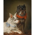thumbnail image 2 of Julius Hamburger 15x18 Black Ornate Wood Framed Double Matted Museum Art Print Titled - Two Dogs 01, 2 of 5