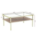 thumbnail image 4 of JERFIT Modern Rectangle Coffee Table with Tempered Glass Top and Golden Metal Legs for Living Room, 4 of 10