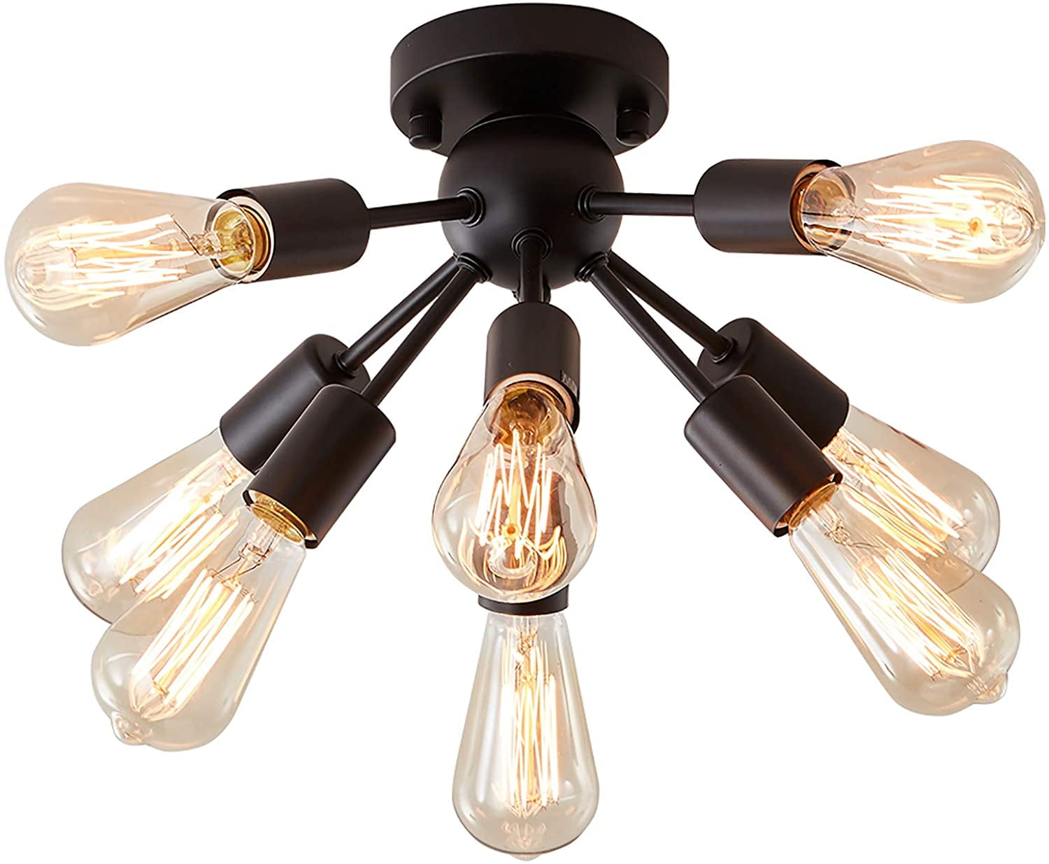 Mount Sputnik Ceiling Light with 8 Lights, Modern Antique Black Sputnik Industrial Ceiling Lamp