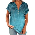 thumbnail image 3 of QATAINLAV Articles en Liquidation, Chemises en Lin à Boutons pour Femmes 2025 Manches Courtes Retroussables Col en V Blouse Décontractée Mode Imprimé Boho Henley Chemises Tunique de Plage Multicolore m, 3 of 9