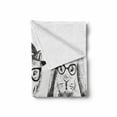 thumbnail image 2 of Animal Soft Flannel Fleece Blanket, Hipster Panda Bear Cigar Fox and Rabbit Glasses in Human Clothes Illustration, Cozy Plush for Indoor and Outdoor Use, 70" x 90", Black Grey White, by Ambesonne, 2 of 6