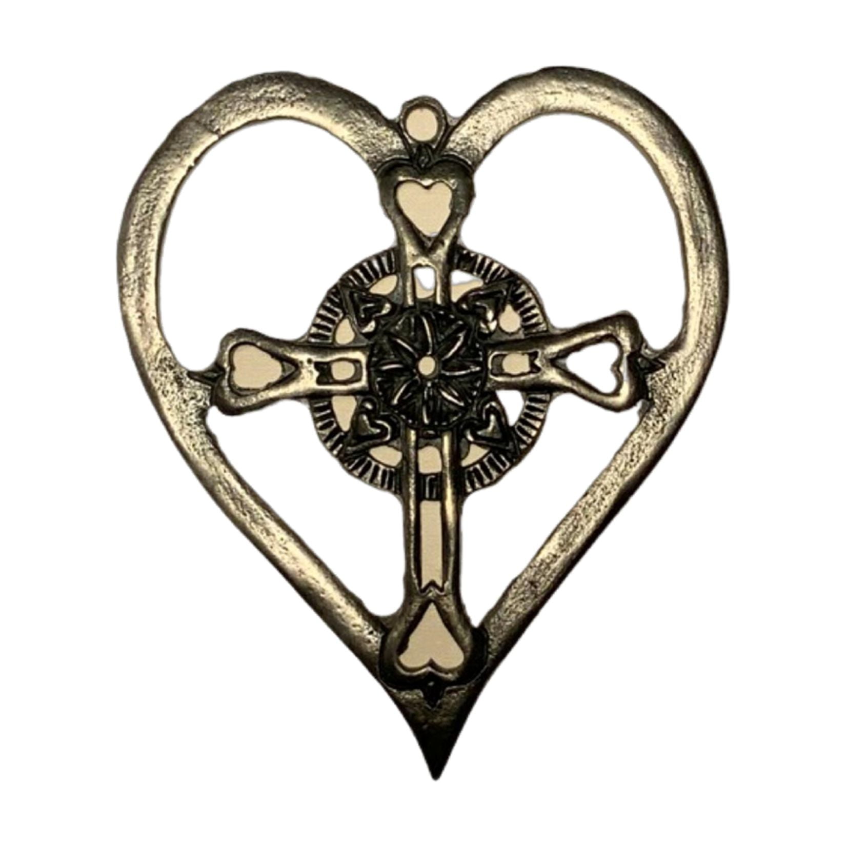 Wind Chime - 36in Cross/Heart - Gold Tube