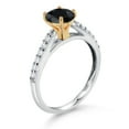 thumbnail image 3 of Gem Stone King 10K White Gold Black Sapphire and White Lab Grown Diamond Engagement Ring for Women (1.33 Cttw, Round 6MM, Gemstone September Birthstone, Size 5), 3 of 4