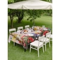 thumbnail image 3 of Outdoor Tablecloth with Umbrella Hole and Zipper, Spring Easter Bunny Rectangle Table Cloth 60x84 Inch Waterproof Tablecloth, Pink Wooden Red Floral Easter Eggs Picnic Table Cover for Patio Camping, 3 of 7